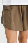Sonya shorts flared utility pockets army green khaki stylein detail image