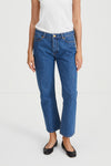 Ken denim straight fit cropped mid blue stylein front image