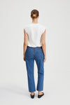 Ken denim straight fit cropped mid blue stylein back image