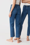 Kasey is a pair of classic straight fitted denim jeans with cropped length and mid-waist made in a more sustainable BCI cotton.