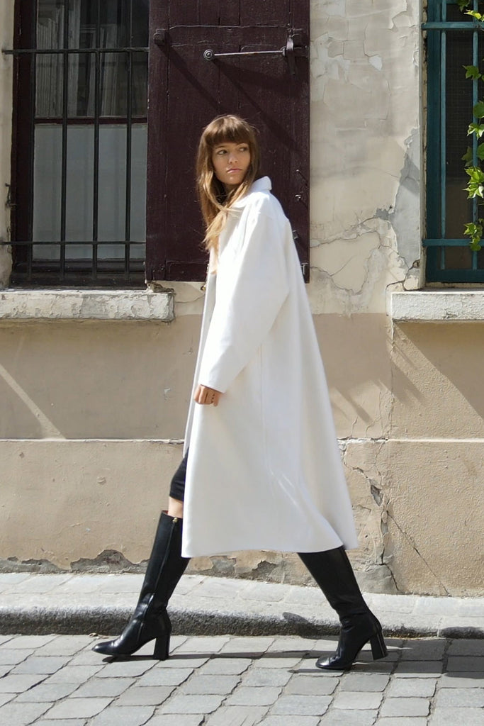 White knee length on sale coat