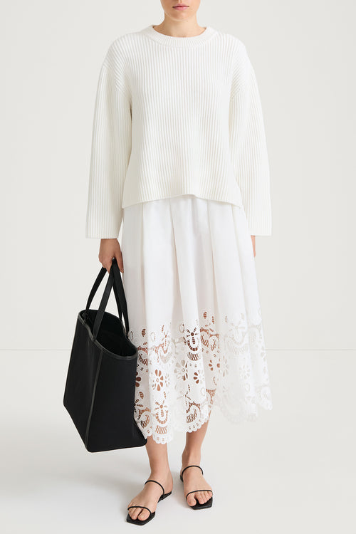 Abella rib knit sweater white stylein model image front