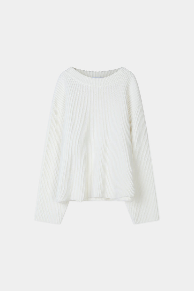 Abella rib knit sweater white stylein packshot
