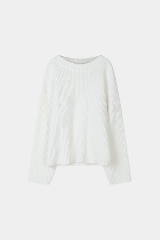 Abella rib knit sweater white stylein packshot