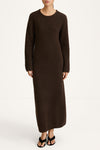 Alaina knitted long dress coffee stylein front