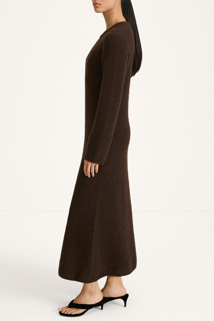 Alaina knitted long dress coffee stylein front side