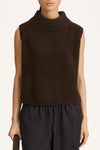 Amara knitted sleeveless top coffee stylein close up