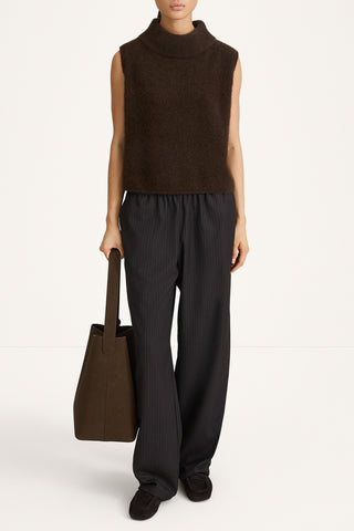 Amara knitted sleeveless top coffee stylein front