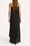 Babeline long transparent v-neck dress black stylein back
