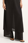 Babeline long transparent v-neck dress black stylein close up