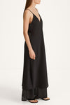Babeline long transparent v-neck dress black stylein side