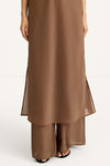 Babeline mid long v-neck lip dress praline stylein detail