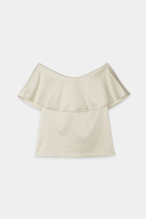 Beatrice top off shoulder crepe shiny straight fit wide off shoulder piece  cream stylein packshot