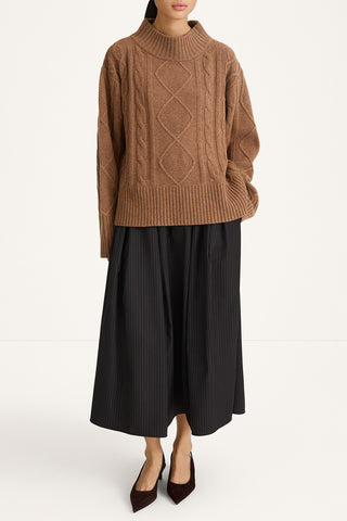 BORINA SKIRT - COFFEE PINSTRIPE