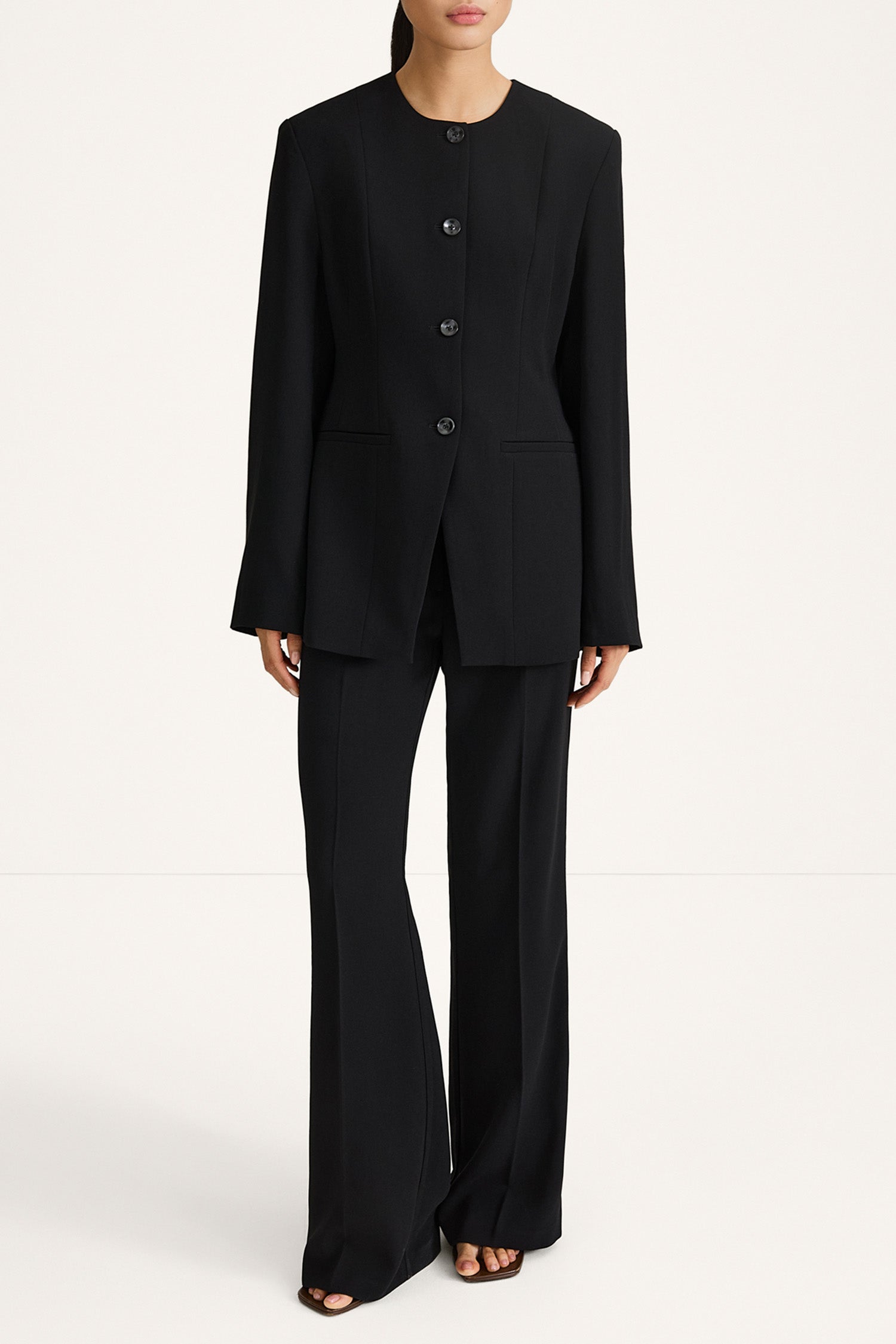 Bova black blazer stylein model image  front