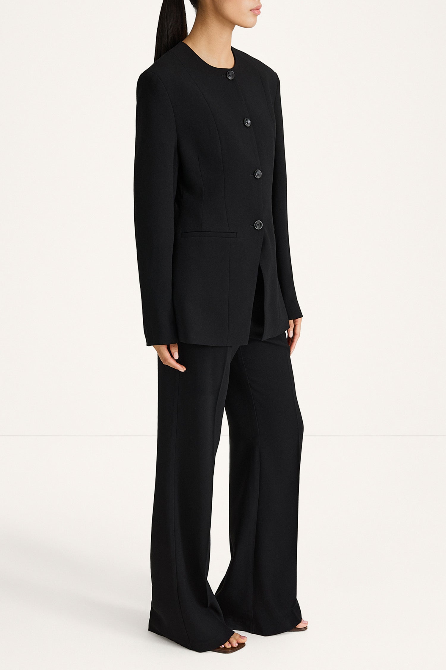 Bova black blazer stylein model image  side
