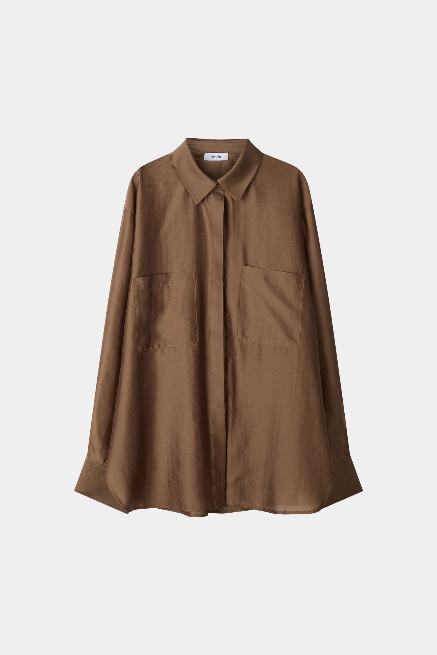 Beige transparent oversized shirt stylein brailee packshot