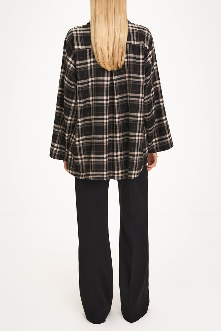 Bremen shirt cotton flannel black check stylein back