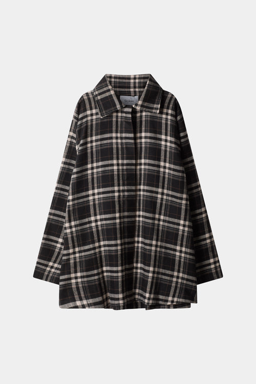 Bremen shirt cotton flannel black check stylein model image front