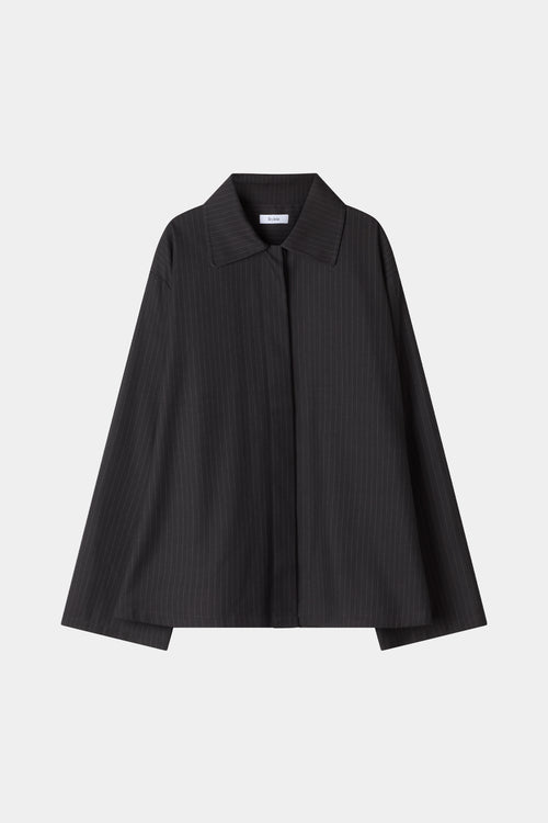 Brenley shirt coffee pinstripe stylein front