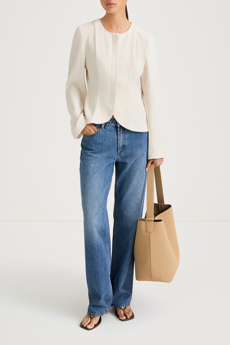 Brienne blouse ivory stylein long sleeve model image front