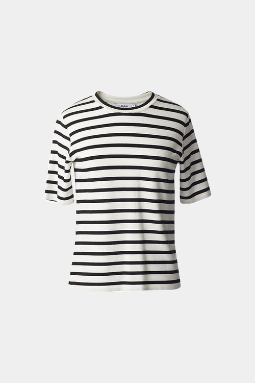 Chambers top jersey round neckline narrow sleeves black white stripes stylein packshot