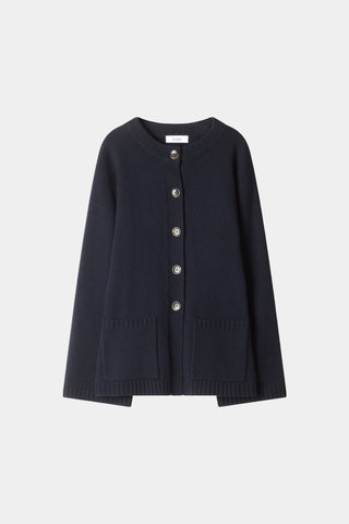 knitted navy cardigan cinched waist stylein houlia packshot