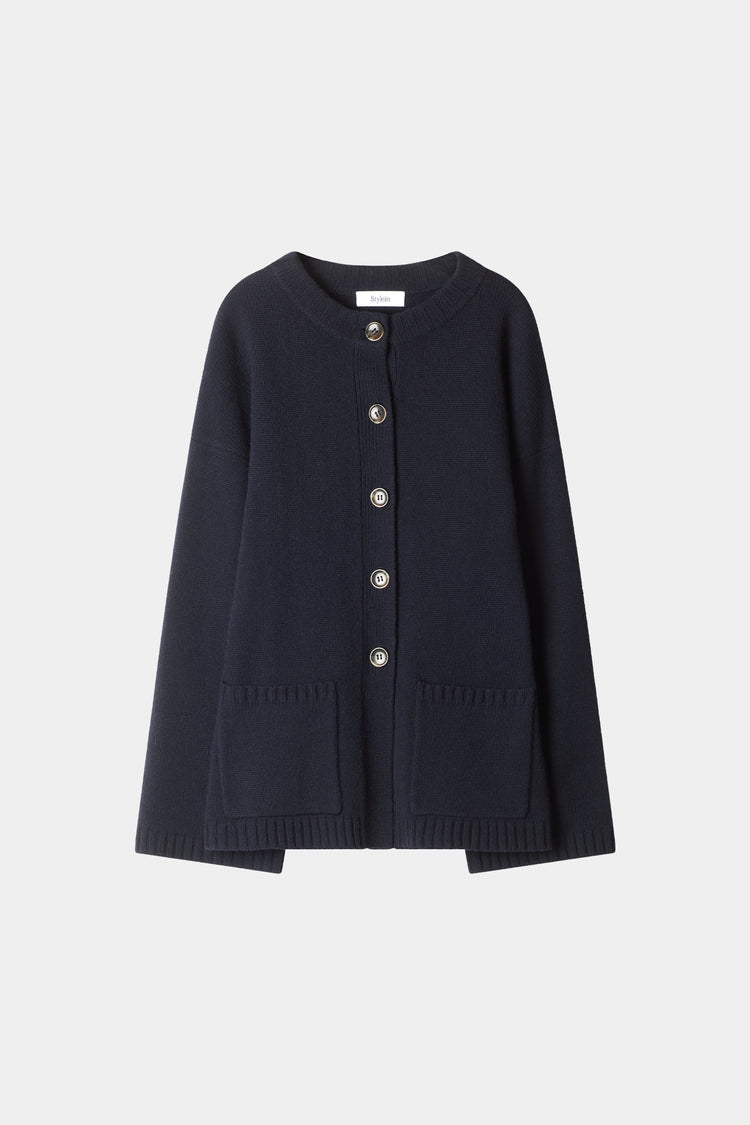 knitted navy cardigan cinched waist stylein houlia packshot