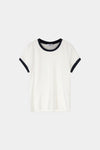 White t-shirt navy trim stylein cleo front packshot