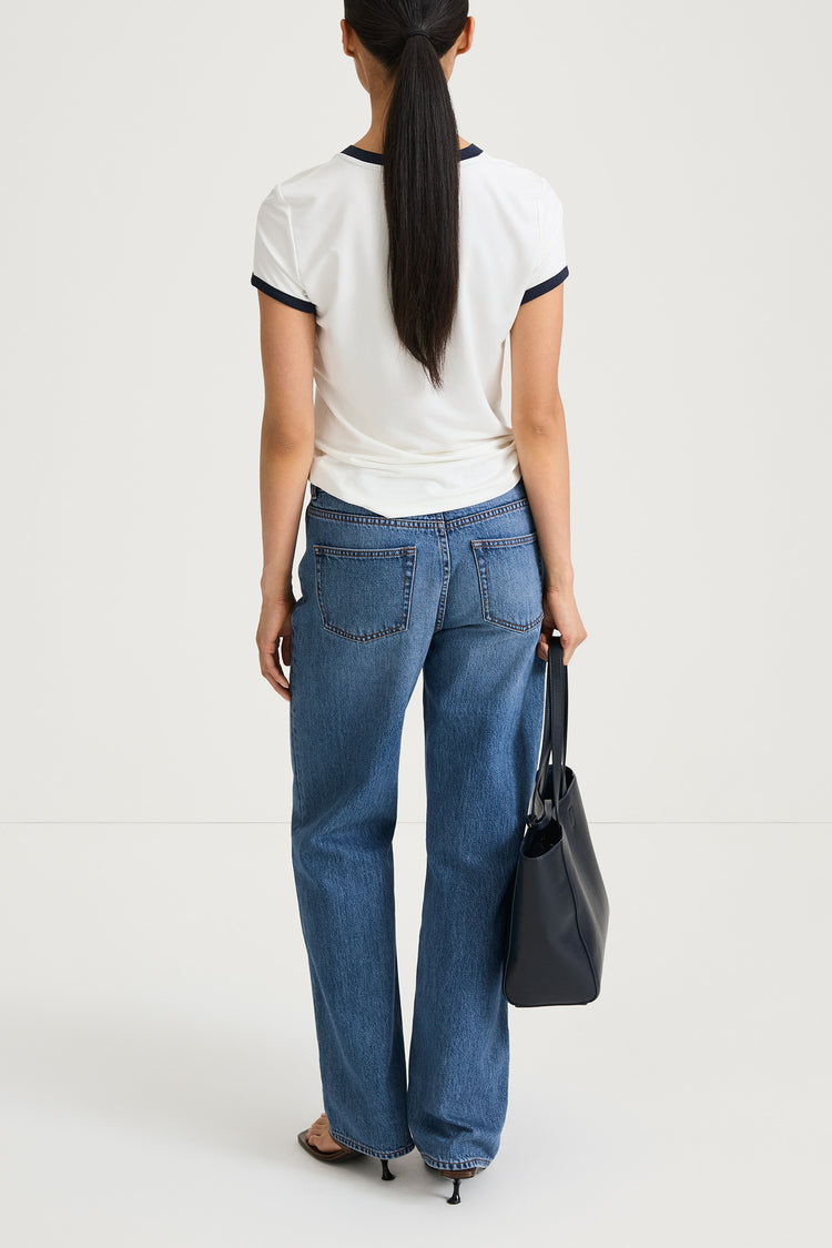 CLEO TOP - WHITE/NAVY