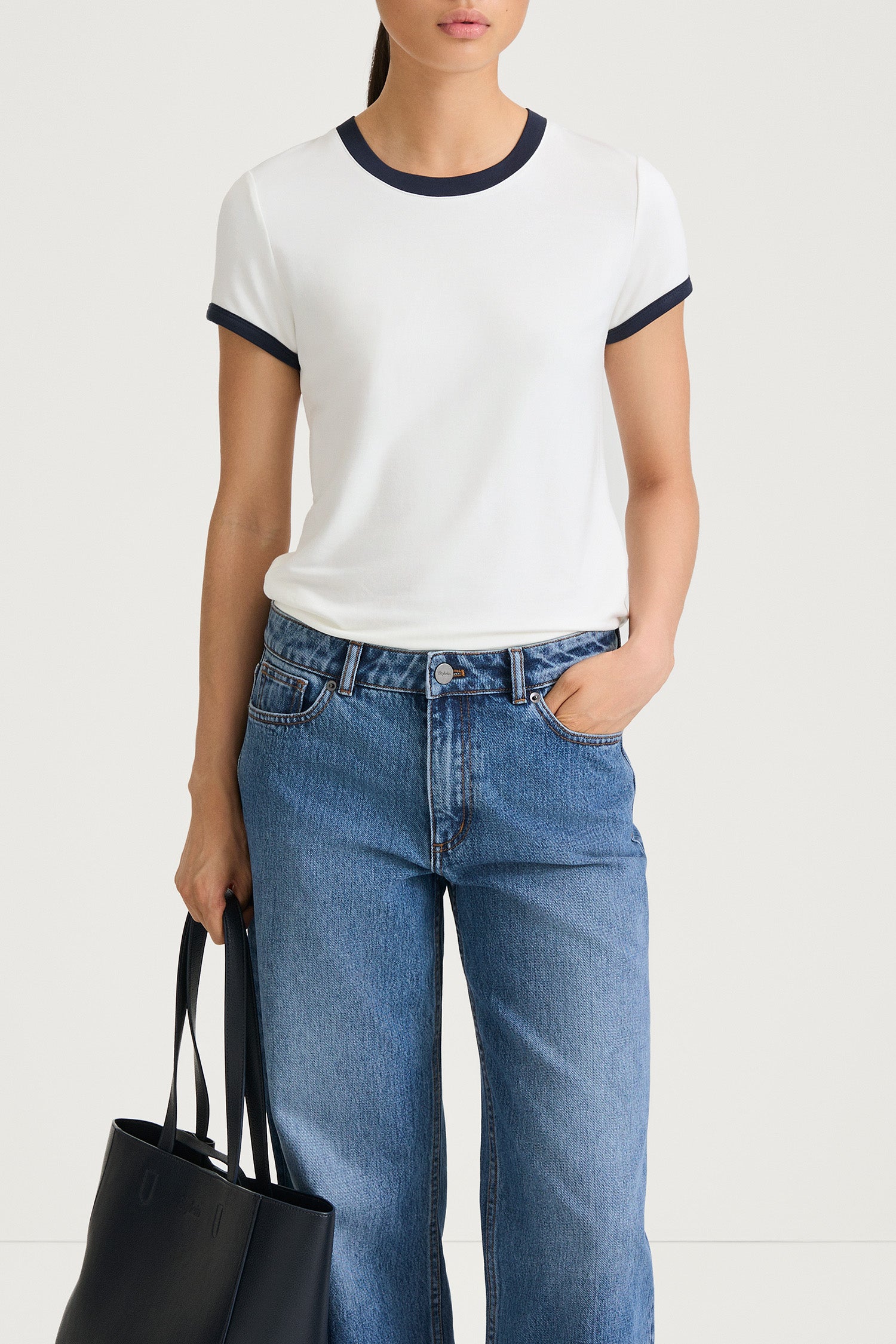 CLEO TOP - WHITE/NAVY