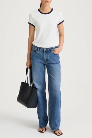 CLEO TOP - WHITE/NAVY