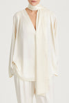 ivory satin slim scarf stylein matino model image