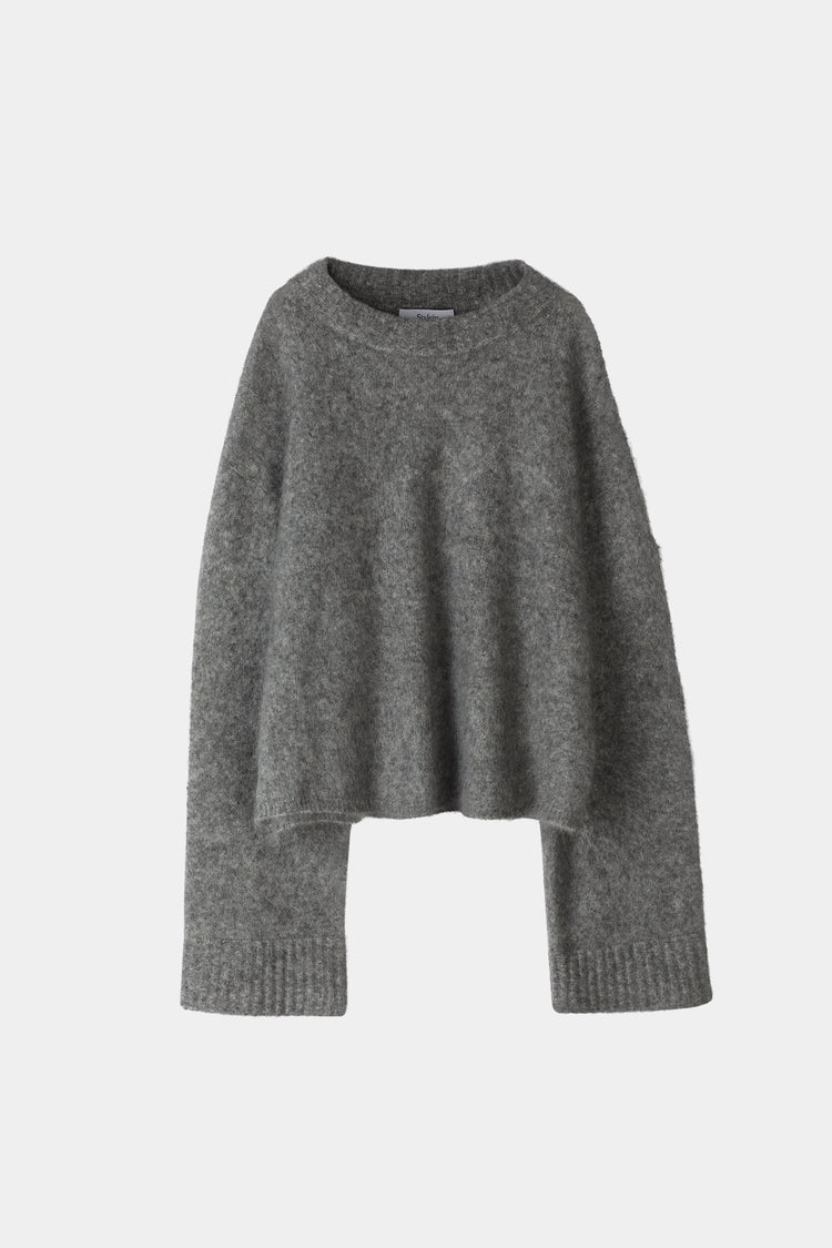 Grey cropped knitted sweater stylein Niclas Short packshot