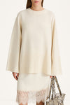Hala long sleeve knitted sweater cream stylein model image front close-up