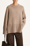 Hala wool sweater oat stylein model image  front close