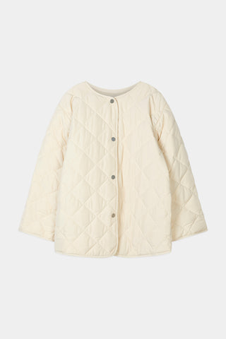 Halima loose flared quilted padded jacket ivory stylein packshot
