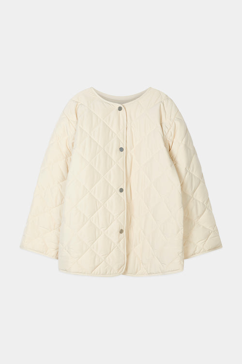 Halima loose flared quilted padded jacket ivory stylein model image front