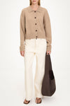 Halina cardigan merino wool oat stylein model image front