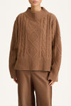 Hania cable knit merino wool sweater beige stylein detail