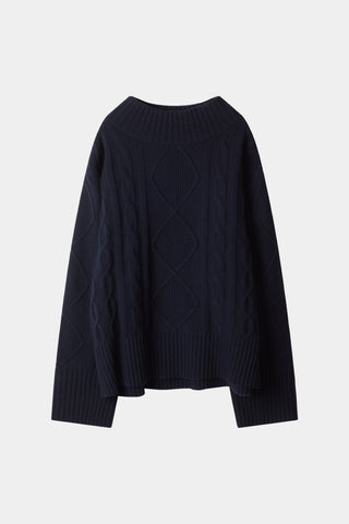 Navy cable knitted sweater stylein Hania packshot