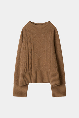 Hania cable knit merino wool sweater beige stylein packshot