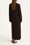 Hemera merino wool long maxi dress coffee stylein model image back