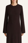 Hemera merino wool long maxi dress coffee stylein model image front close