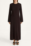 Hemera merino wool long maxi dress coffee stylein model image front