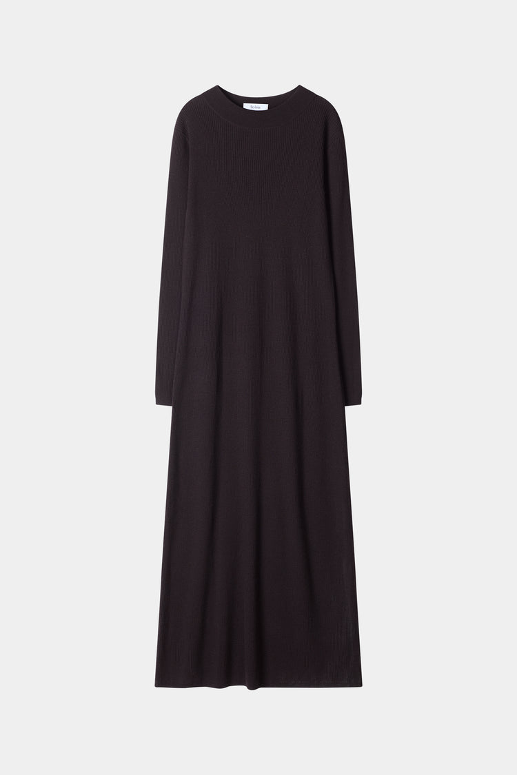 Hemera merino wool long maxi dress coffee stylein packshot
