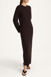 Hemera merino wool long maxi dress coffee stylein model image side