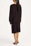 Heramira merino wool v-neck sweater coffee stylein model image back