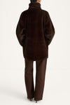 Hilani faux fur short coat dark brown stylein model image back