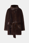 Hilani faux fur short coat dark brown stylein packshot